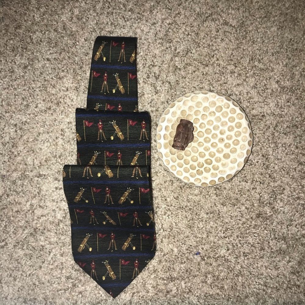 Golf Set Paperweight & Vintage Silk Tie